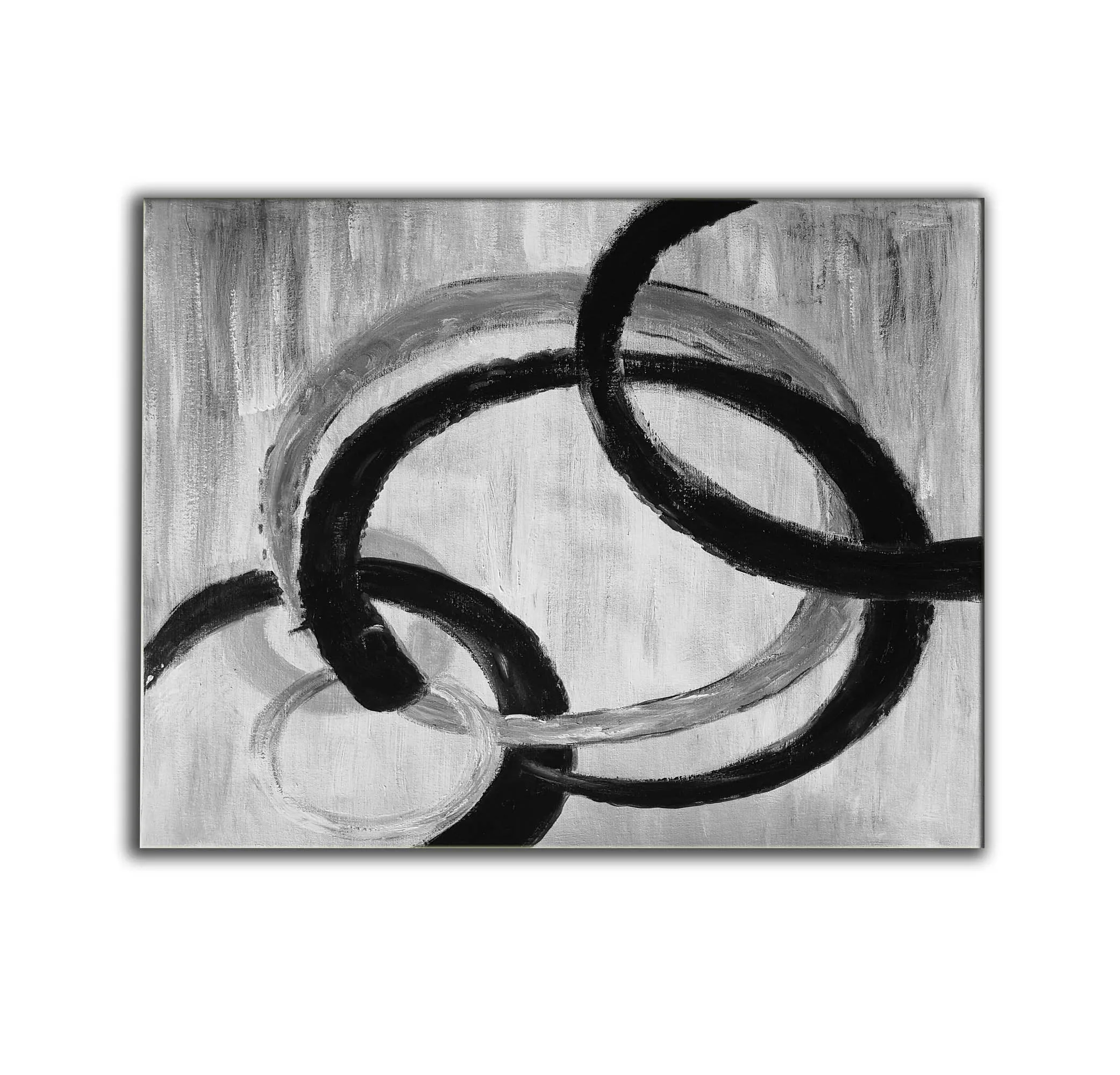 Black And White Gray Abstract Painting Oversized Office Painting Yp059