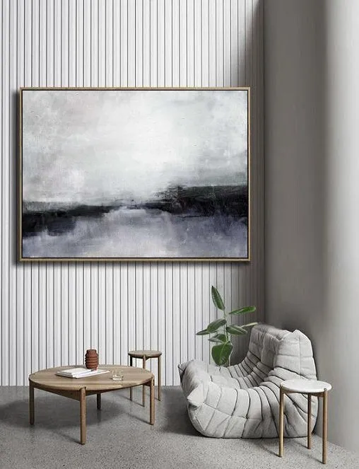 Black And White Landscape Painting Original Sky Painting Qp101