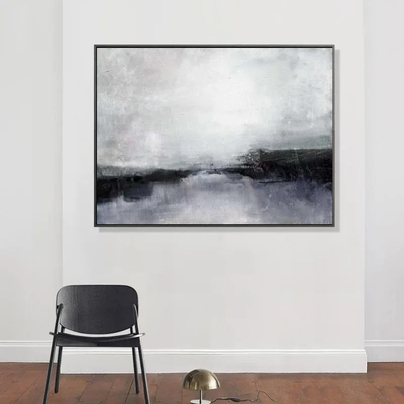 Black And White Landscape Painting Original Sky Painting Qp101