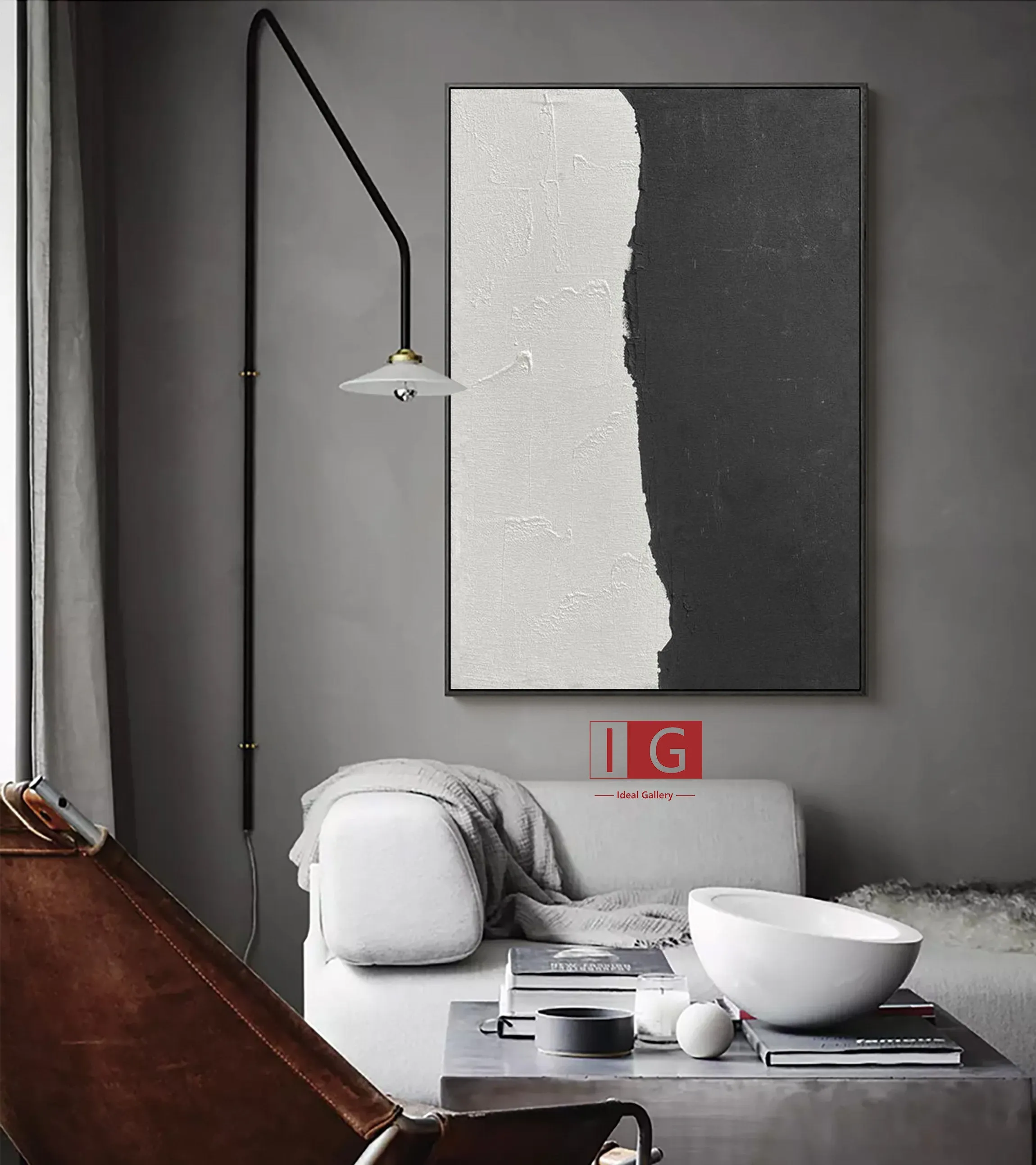 Black and White Painting Minimalist Abstract Painting Qp053