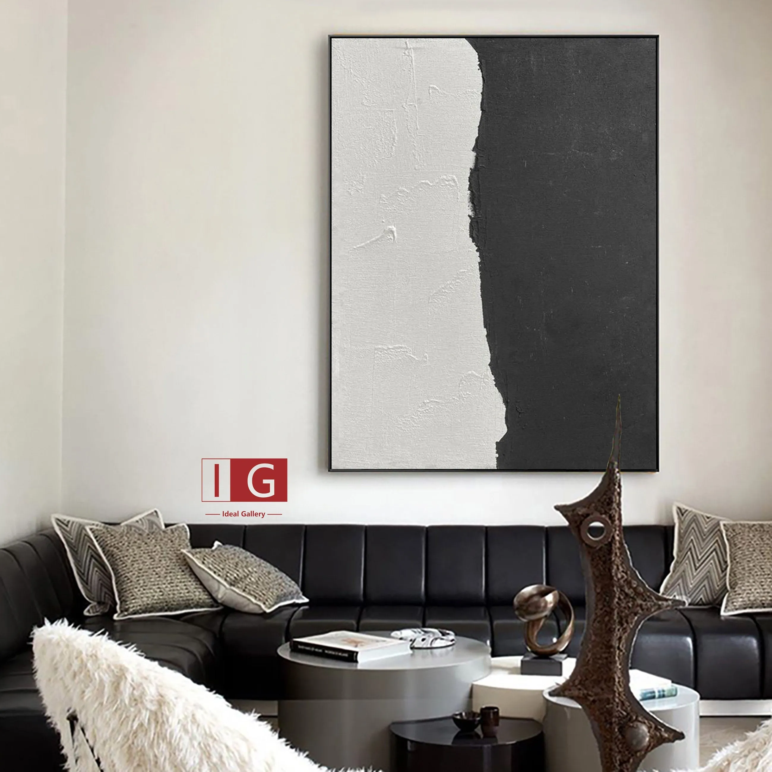 Black and White Painting Minimalist Abstract Painting Qp053