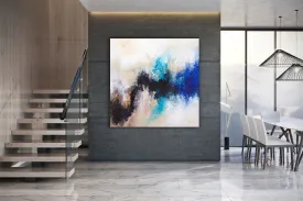 Black Blue White Abstract Painting Large Artwork Bp122