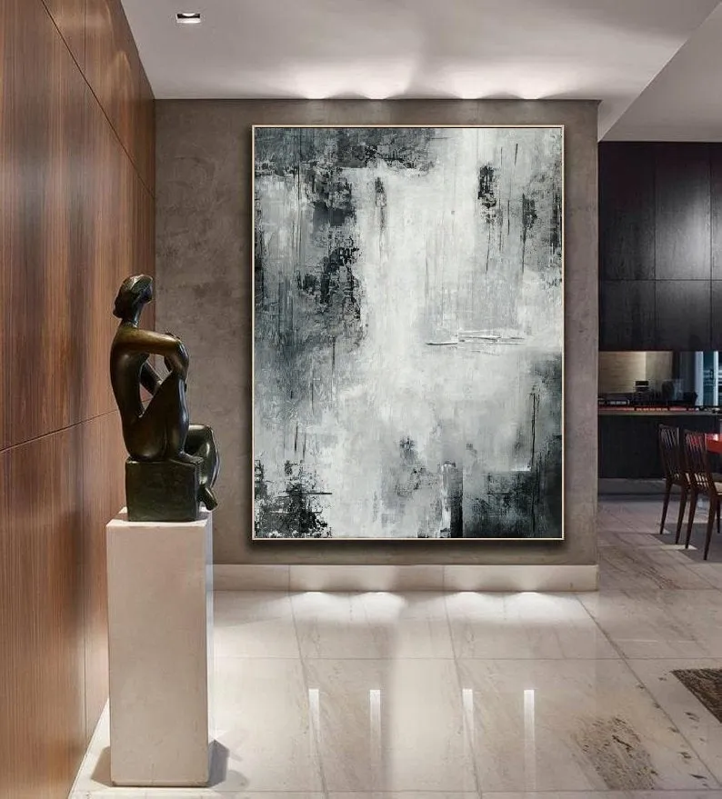 Black White Landscape Wall Art Handmade Abstract Painting Ap017