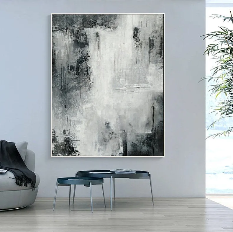 Black White Landscape Wall Art Handmade Abstract Painting Ap017