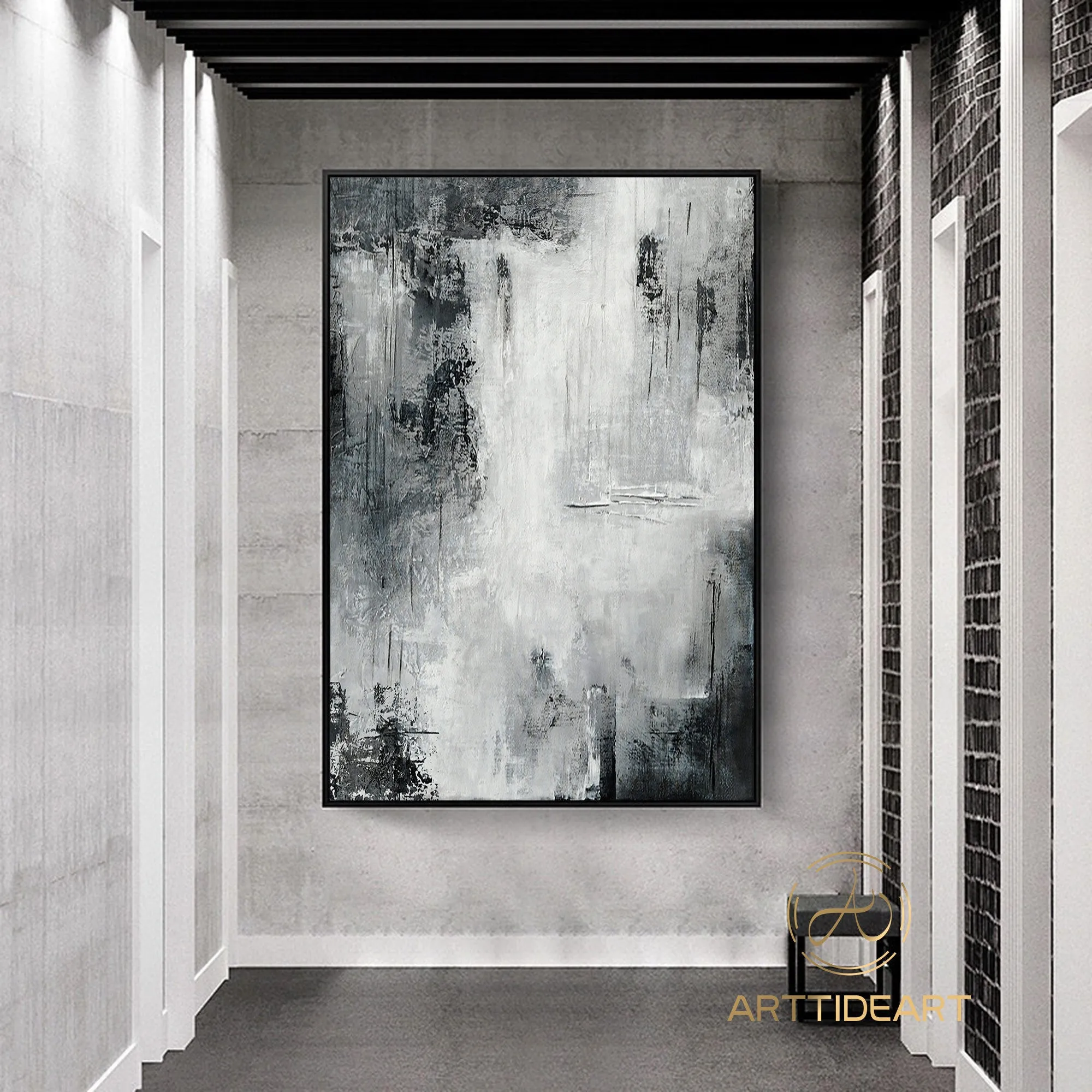 Black White Landscape Wall Art Handmade Abstract Painting Ap017