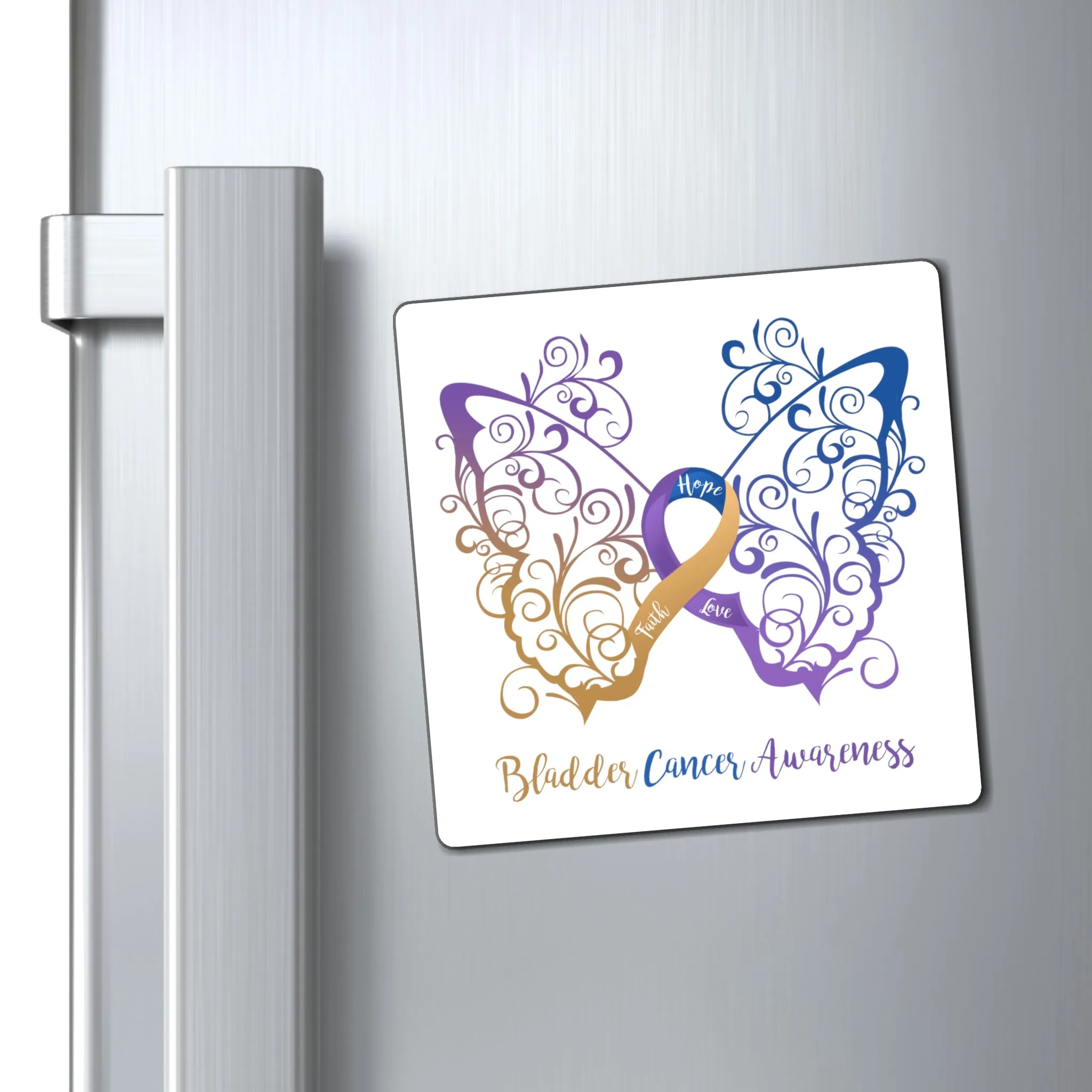 Bladder Cancer Awareness Filigree Butterfly Magnet (3 Sizes Available)