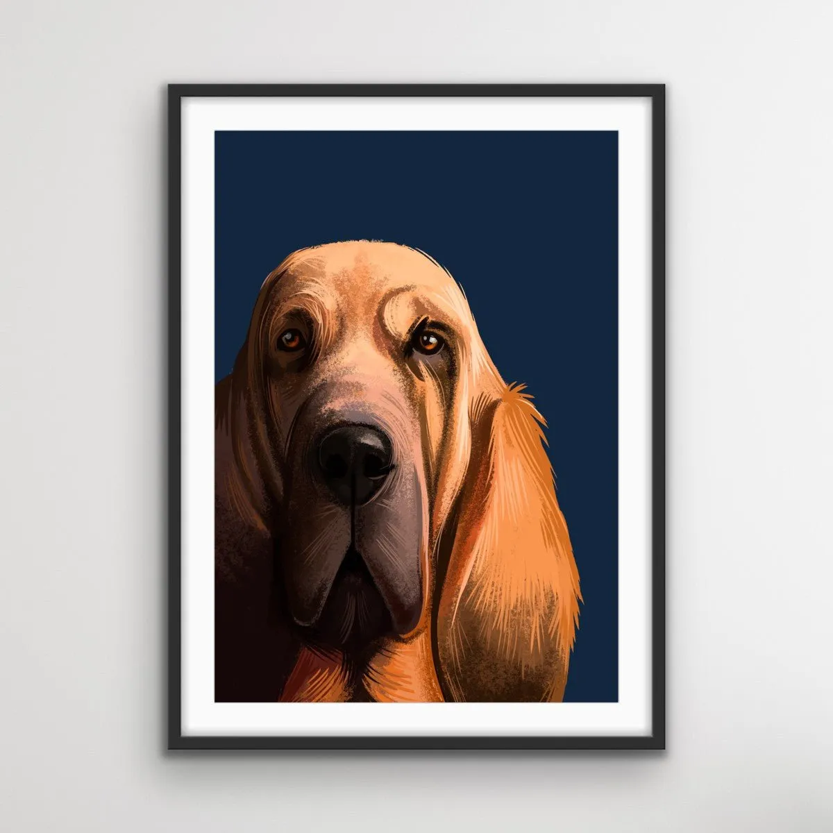 Blood Hound Dog Art Print Stretched Canvas Wall Art