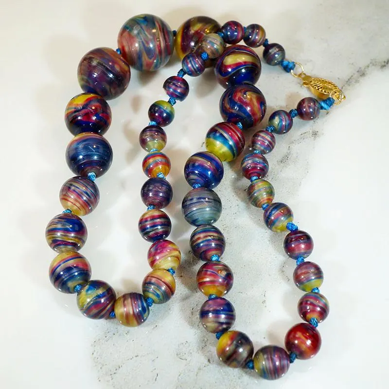 Brilliantly Colored Strand of Spun Glass Beads