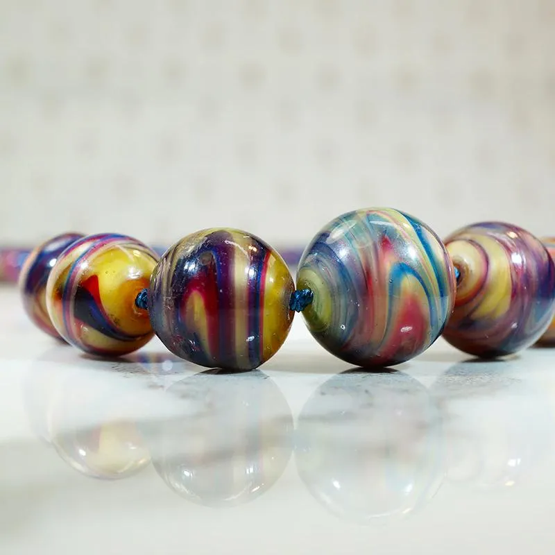 Brilliantly Colored Strand of Spun Glass Beads