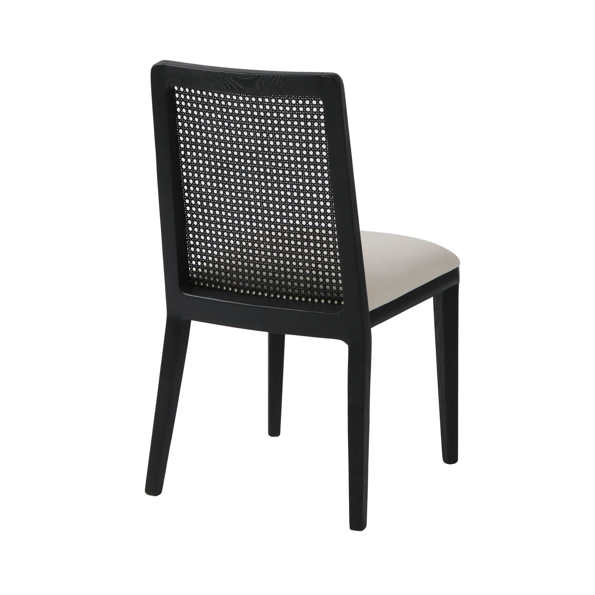 Cane Dining Chair - Oyster Linen/Black Frame