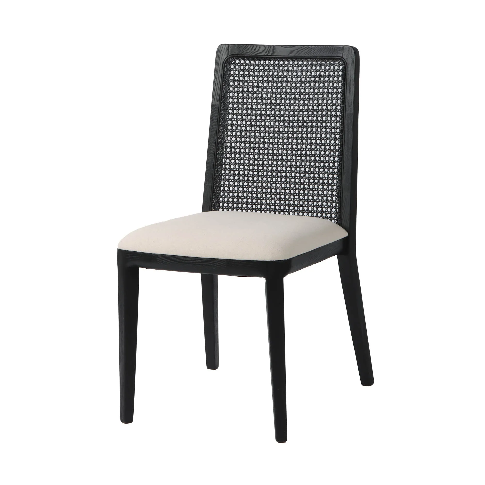 Cane Dining Chair - Oyster Linen/Black Frame