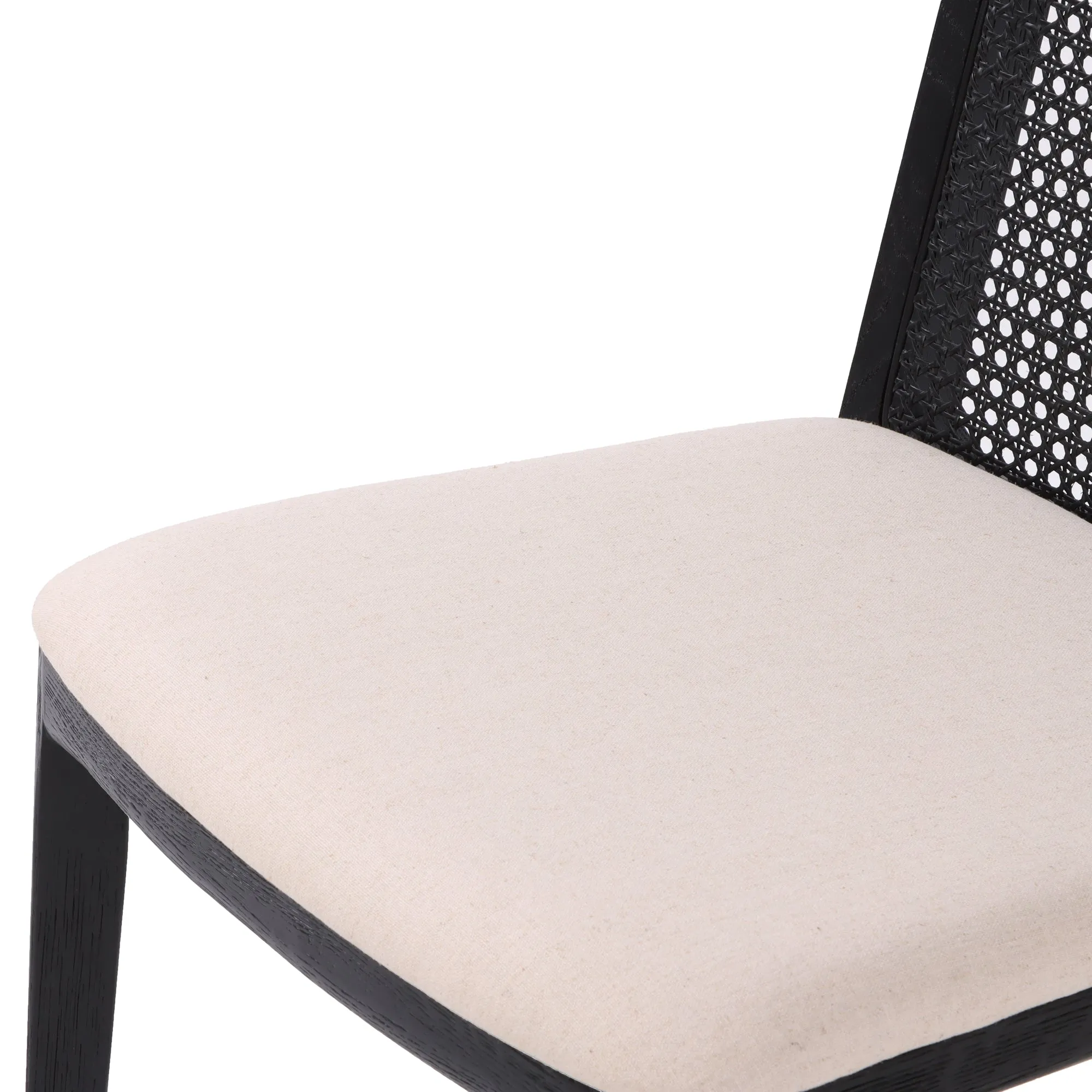 Cane Dining Chair - Oyster Linen/Black Frame