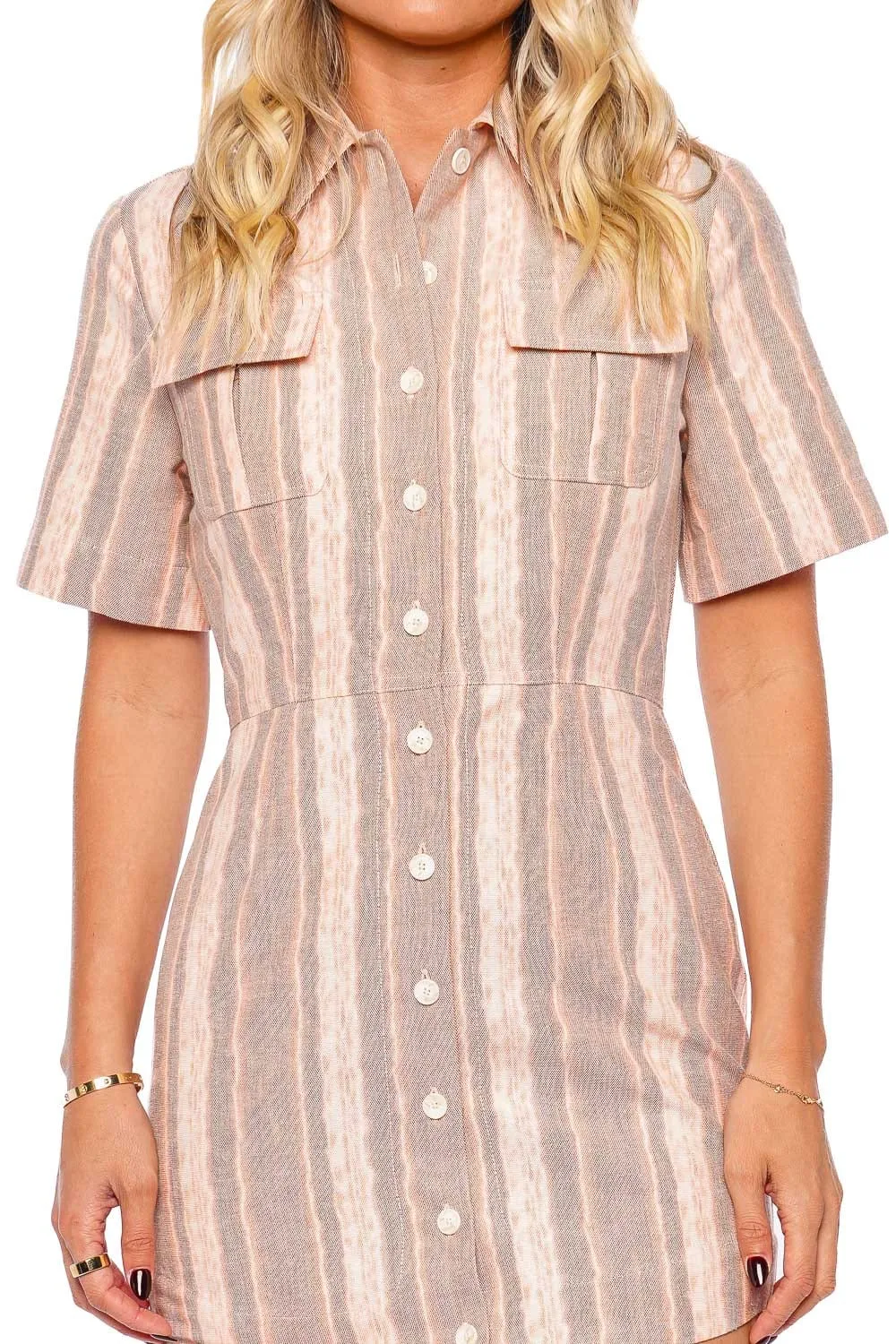 Cargo Button Up Mini Shirt Dress