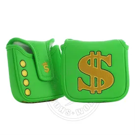 Cash is King High MOI Mallet Putter Head cover, Heel Shafted, Green