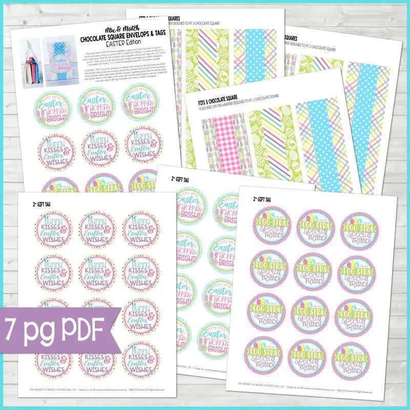 Chocolate Squares Envelops & Tags {EASTER} PRINTABLE