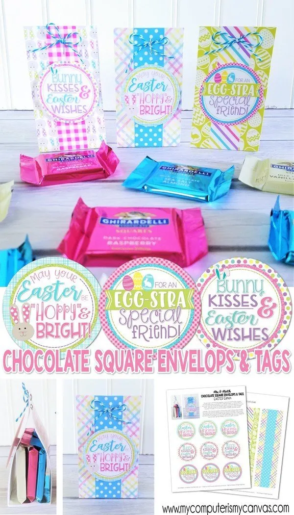 Chocolate Squares Envelops & Tags {EASTER} PRINTABLE