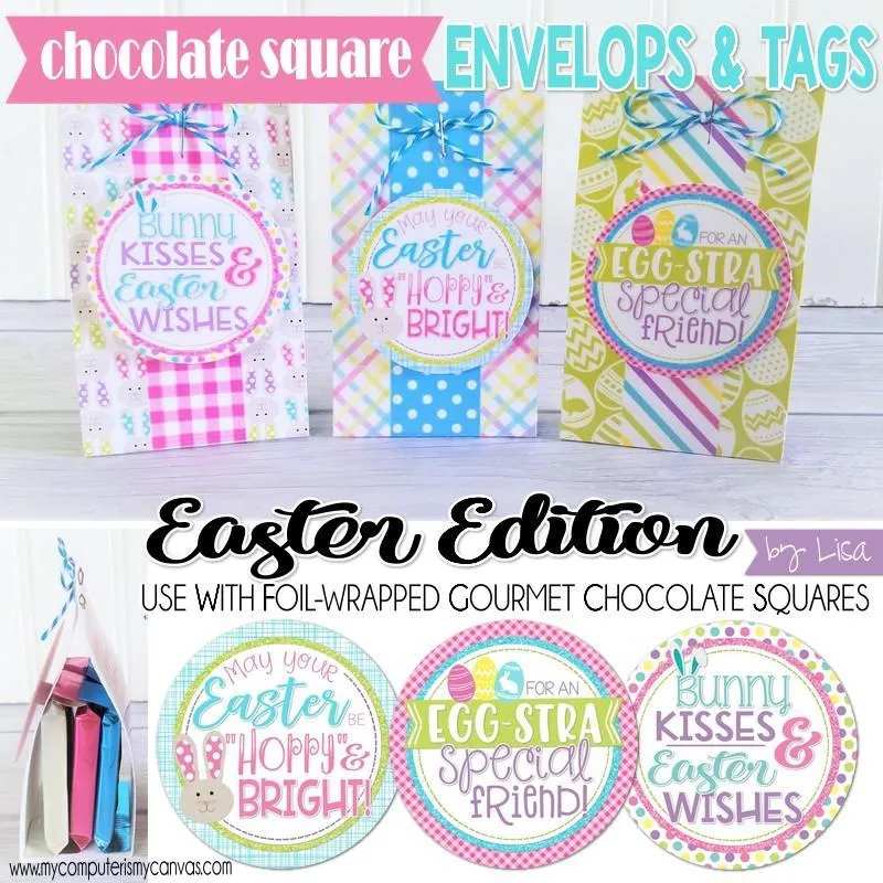 Chocolate Squares Envelops & Tags {EASTER} PRINTABLE