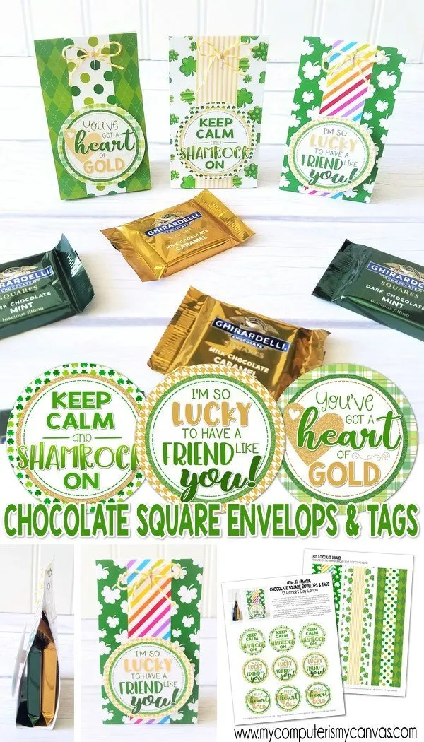 Chocolate Squares Envelops & Tags {ST. PATTY'S DAY} PRINTABLE