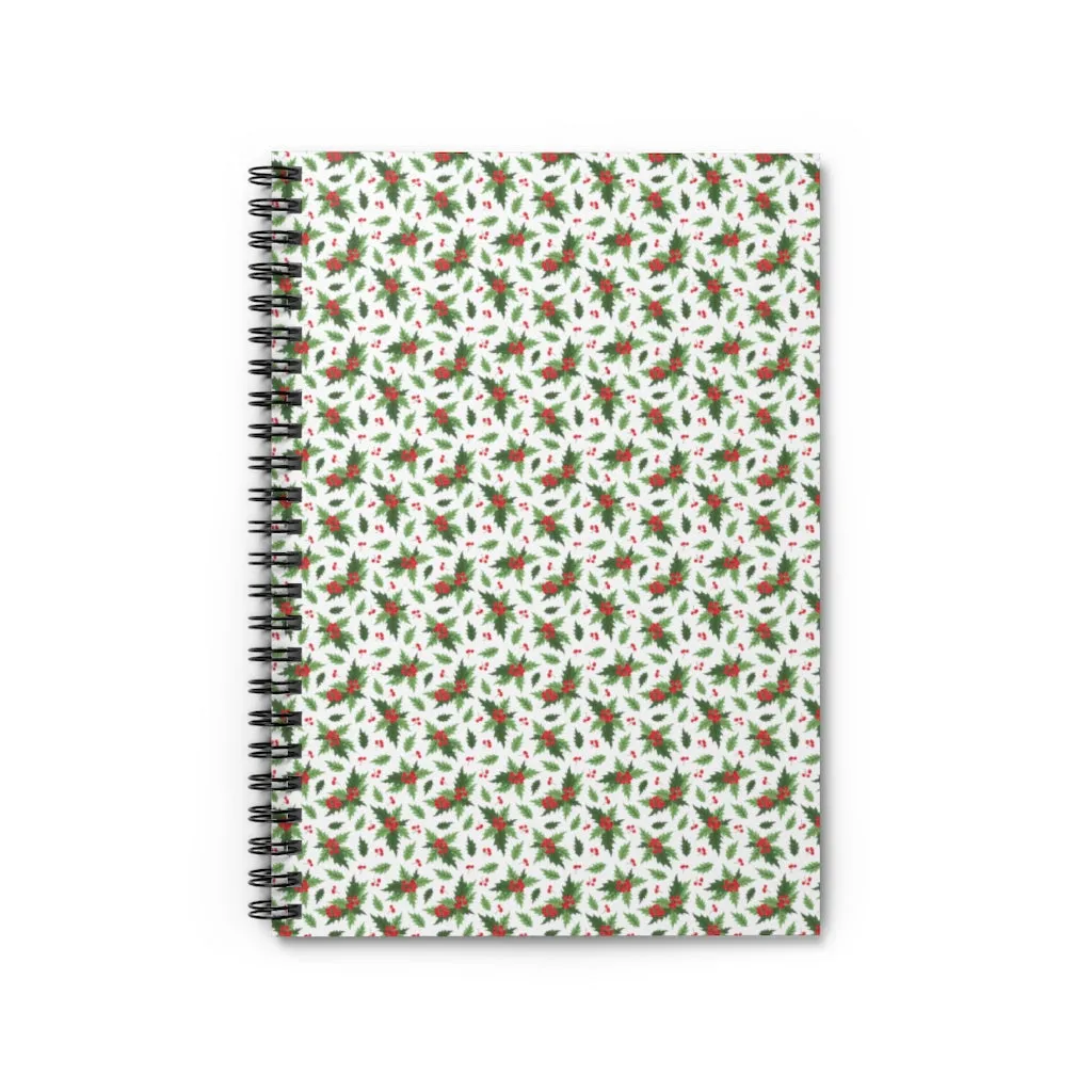 Christmas Holly Spiral Journal - Ruled Line