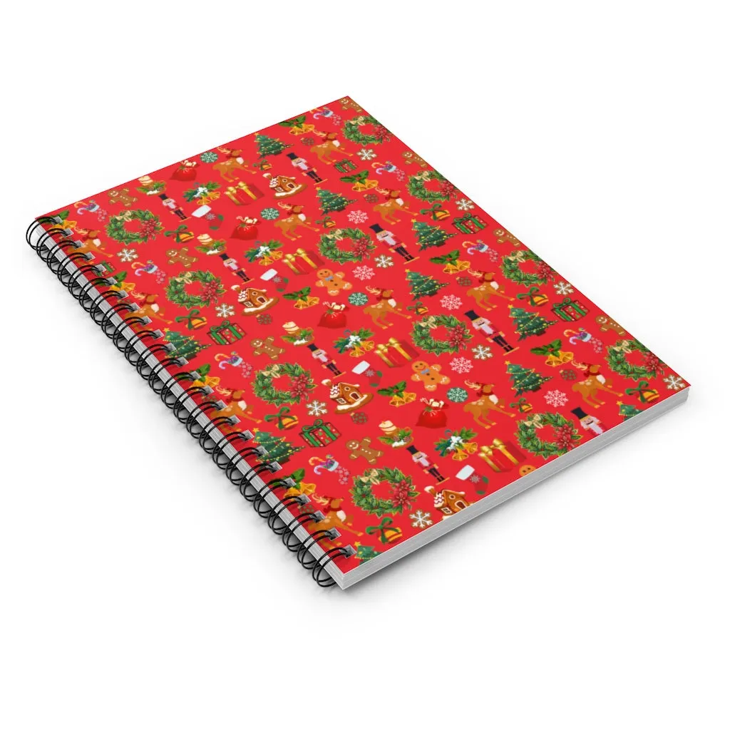 Christmas Joy Holiday Red Spiral Journal - Ruled Line