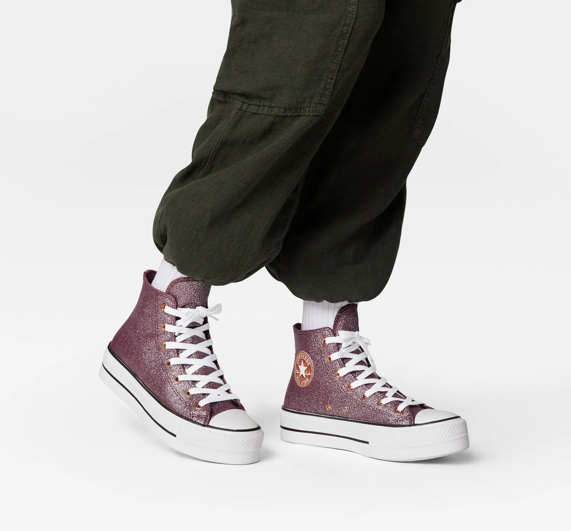 Chuck Taylor All Star Lift Platform Metallic Glitter Dark Whine