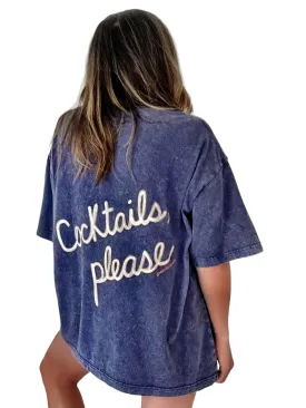 'Cocktails, Please' Oversized T Shirt