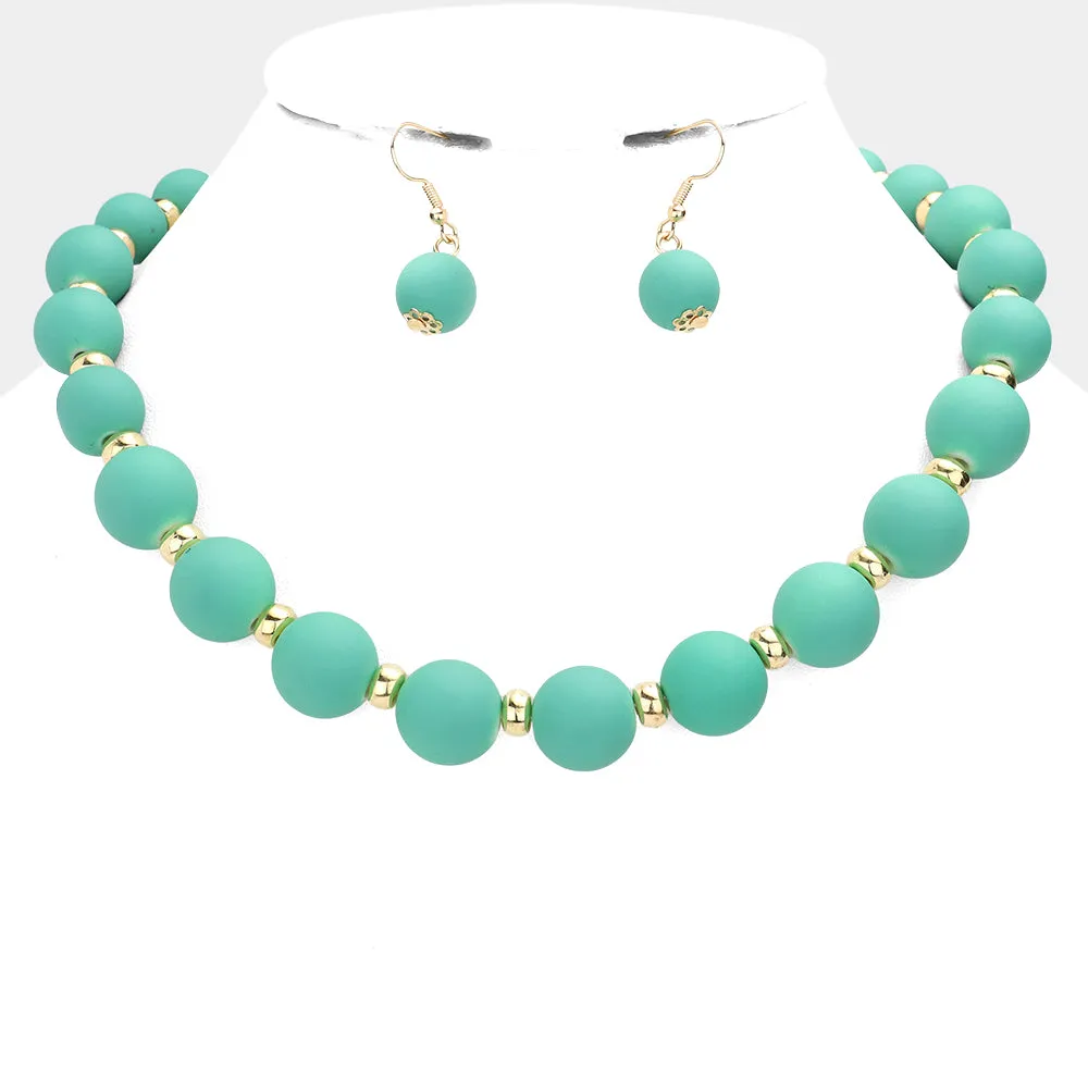 Colored Ball Cluster Necklace and Matching Earring