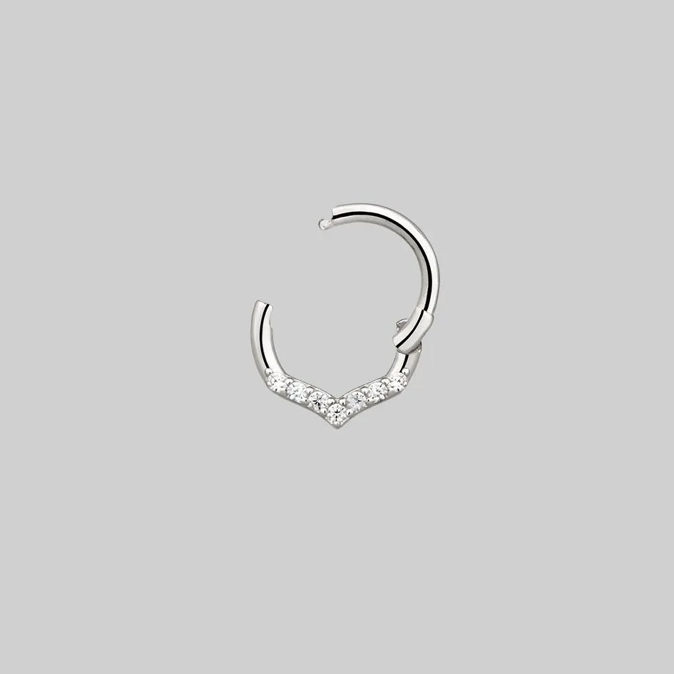 CUPID. Chevron Silver Clicker Ring - Septum