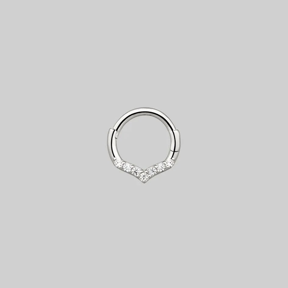 CUPID. Chevron Silver Clicker Ring - Septum