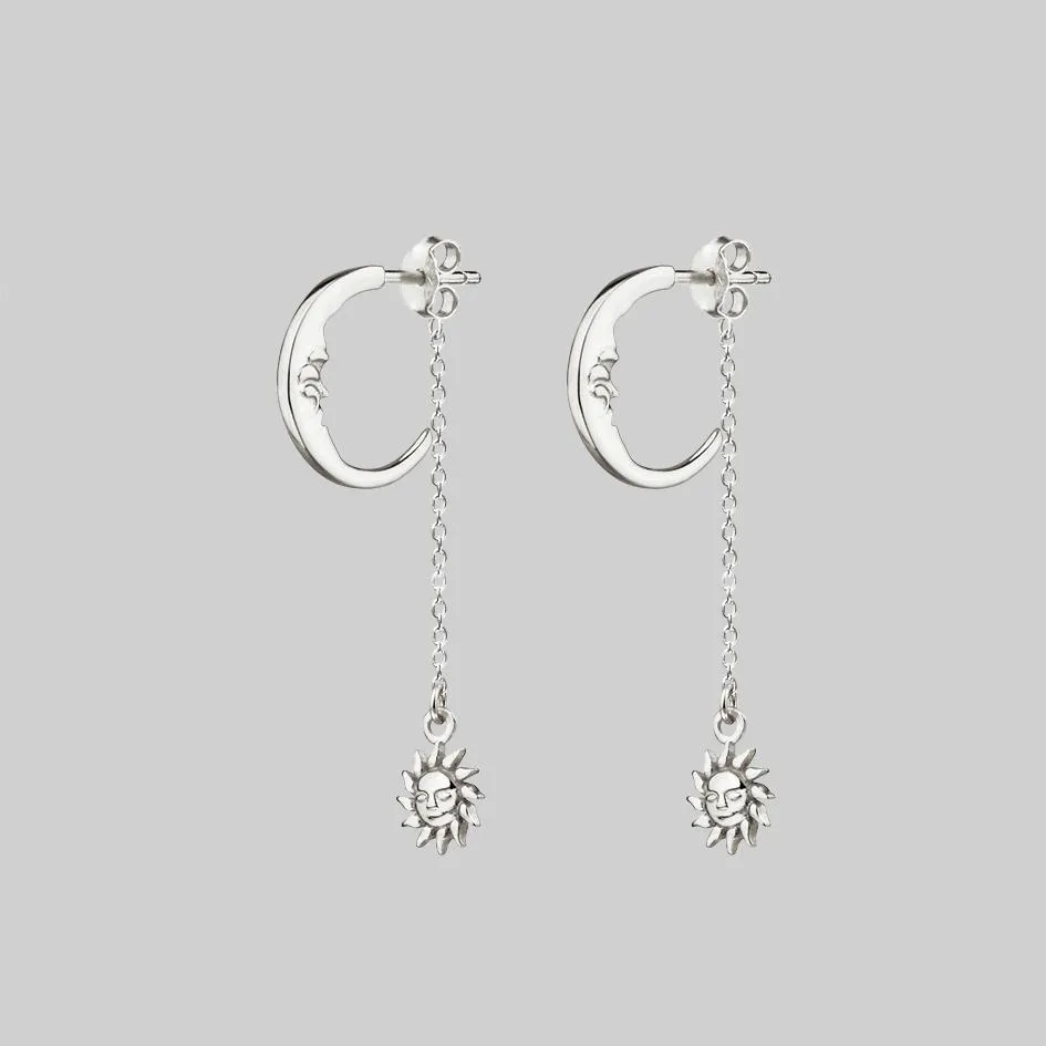 DAWN. Man in the Moon & Star Earrings - Silver