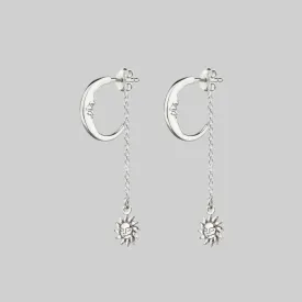 DAWN. Man in the Moon & Star Earrings - Silver