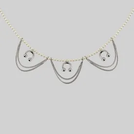 DECADENCE. Pearl & Chunky Barbell Collar - Silver