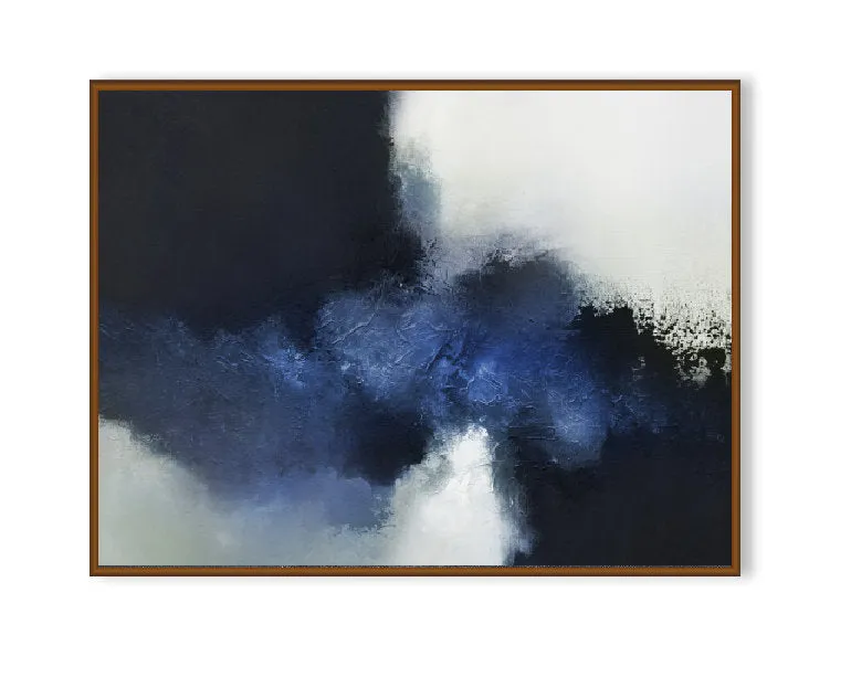 Deep Blue Abstract Painting Ocean Painting Black White Painting Ap008