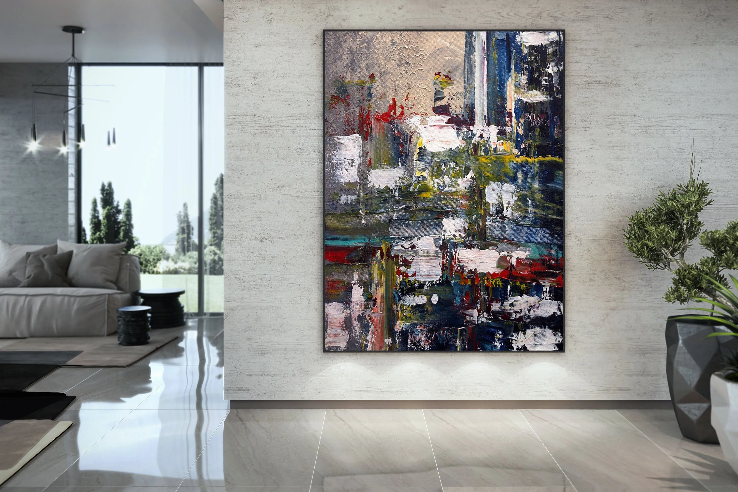 Deep Blue Green Red Extra Large Artwork Abstract Canvas Art DP085