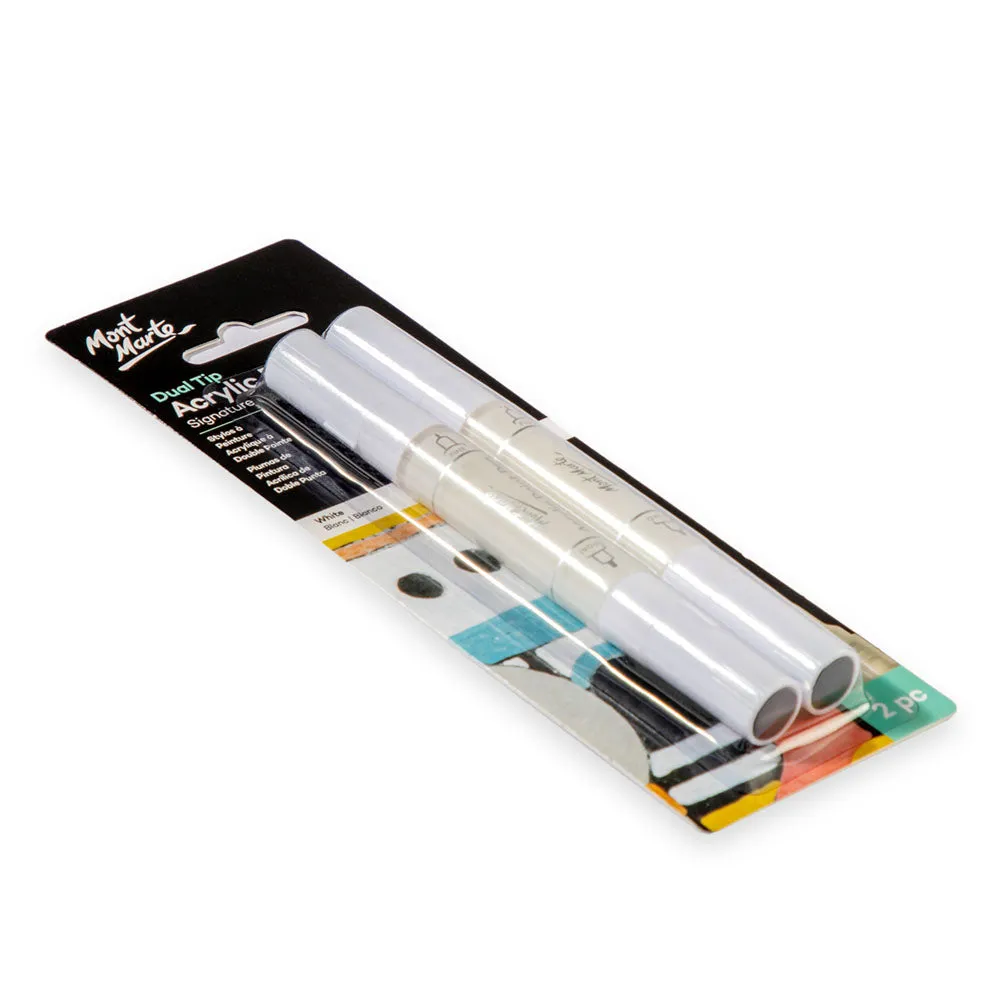 Dual Tip Acrylic Paint Pens Signature White 2pc