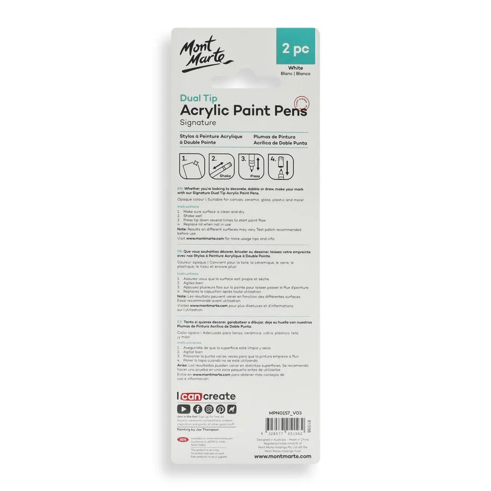 Dual Tip Acrylic Paint Pens Signature White 2pc