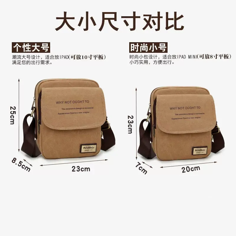 DUNNMALL Foreign Trade New Men's Bag Wear-Resistant Breathable Men's Canvas Bag Shoulder Messenger Bag Casual Large Capacity Travel Bag H612