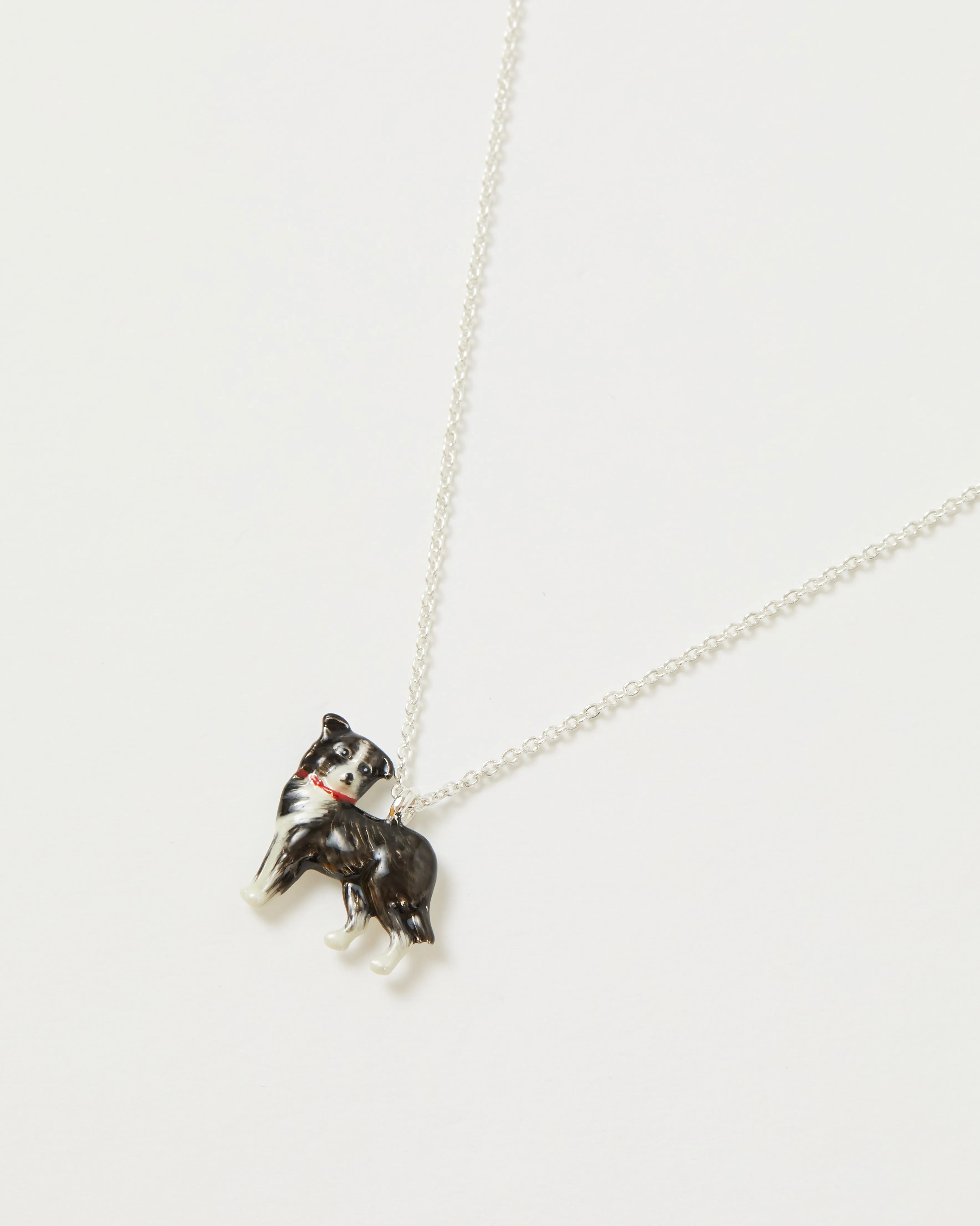 Enamel Collie Dog Short Necklace