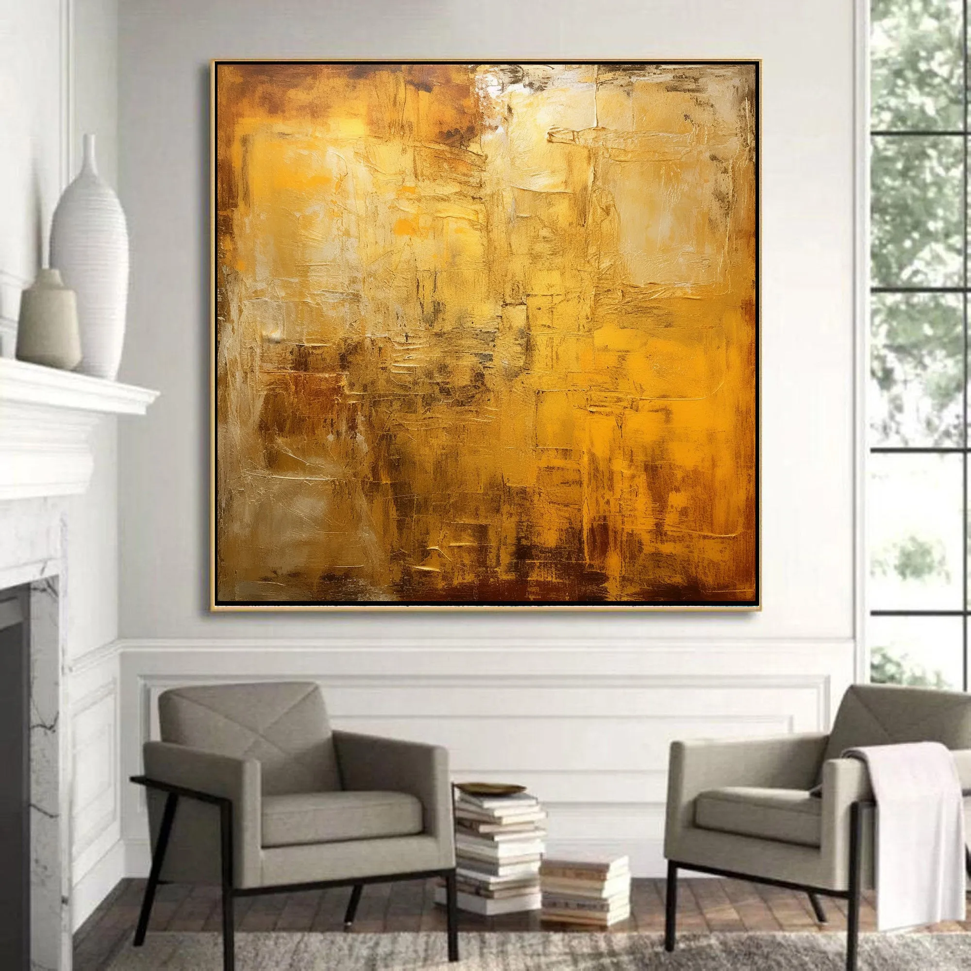 Extra Large Wall Art Gold Abstrat Painting Modern Wall Art For Living Room