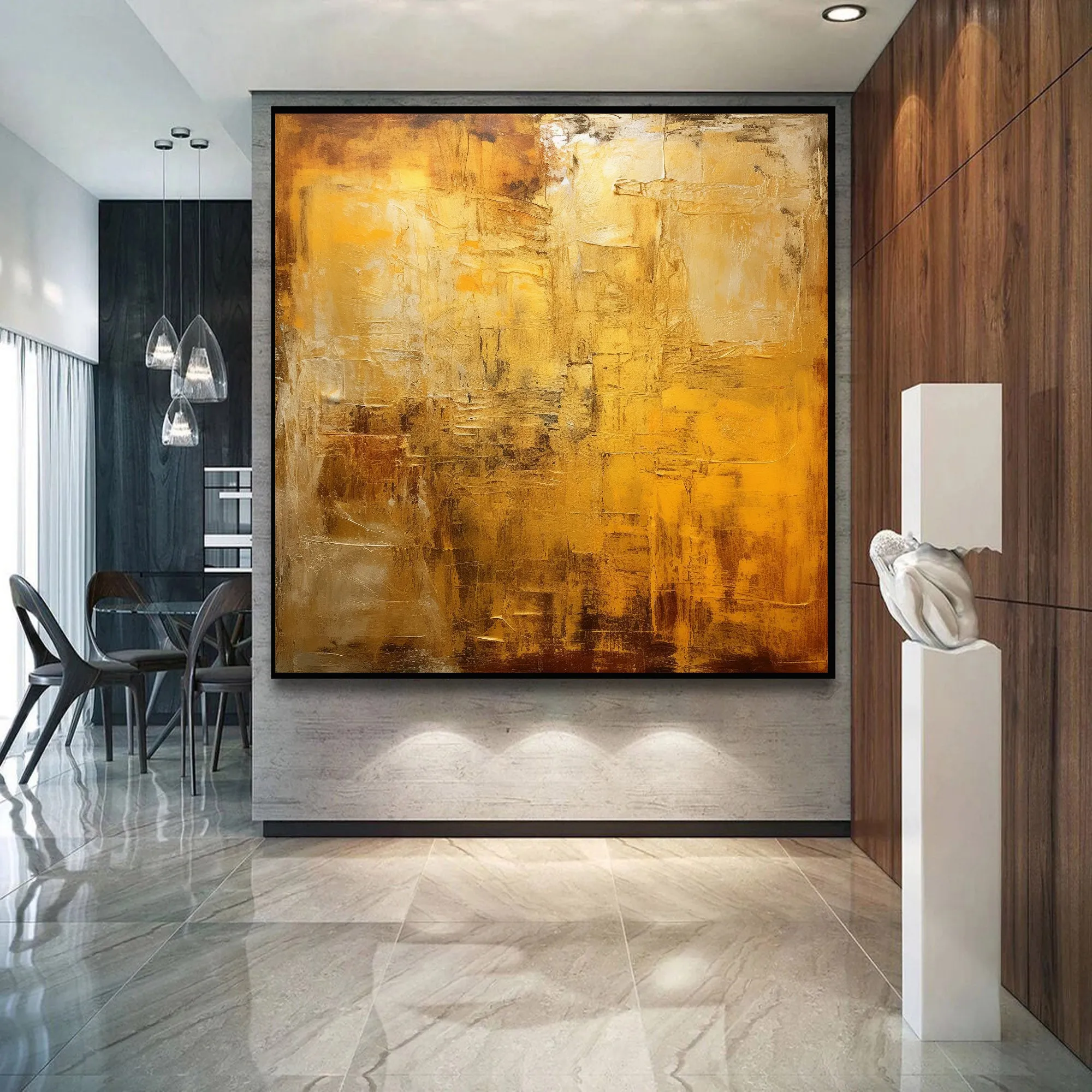 Extra Large Wall Art Gold Abstrat Painting Modern Wall Art For Living Room