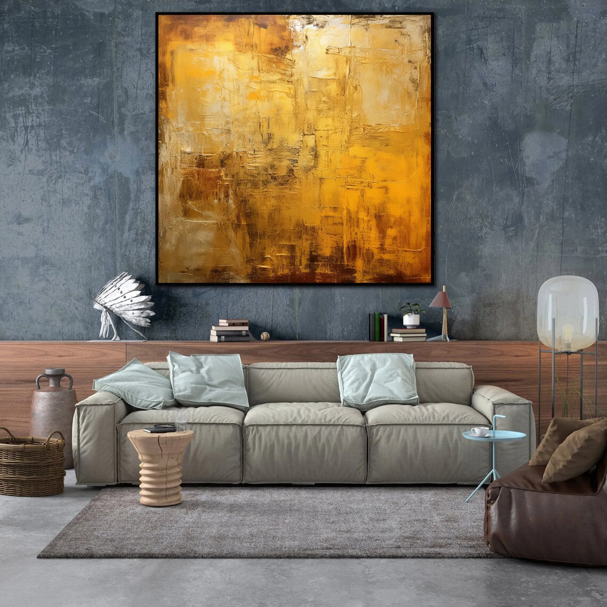 Extra Large Wall Art Gold Abstrat Painting Modern Wall Art For Living Room