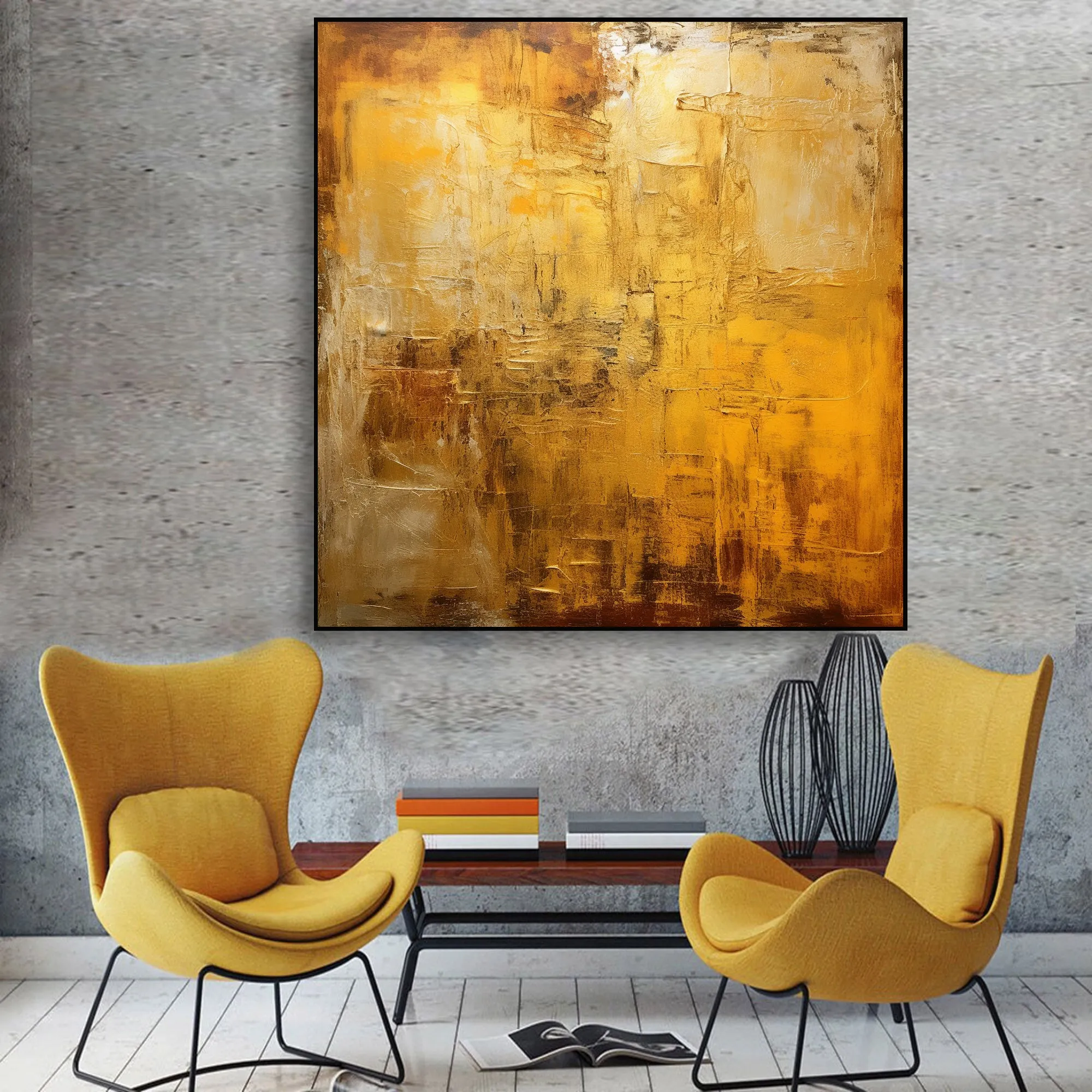 Extra Large Wall Art Gold Abstrat Painting Modern Wall Art For Living Room