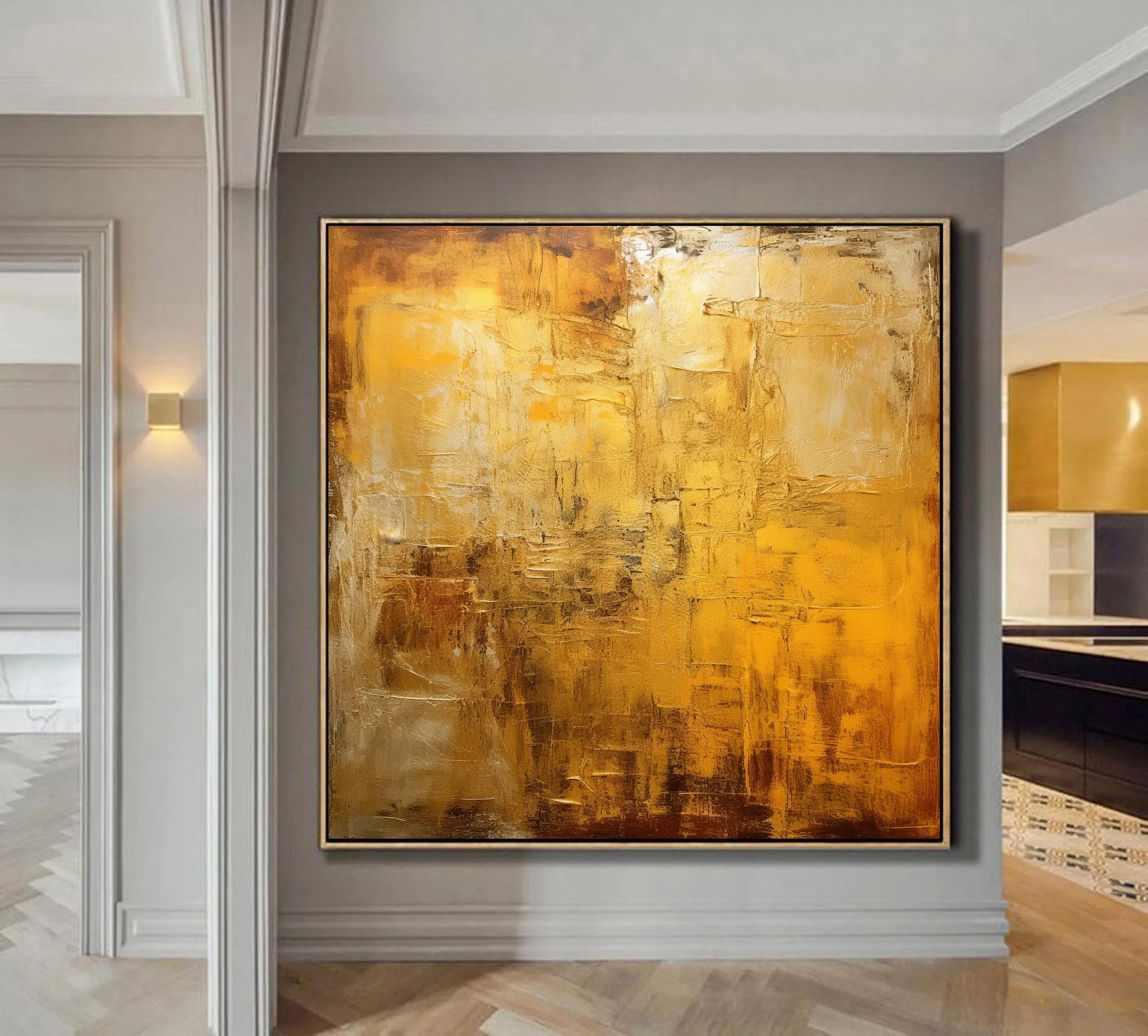 Extra Large Wall Art Gold Abstrat Painting Modern Wall Art For Living Room