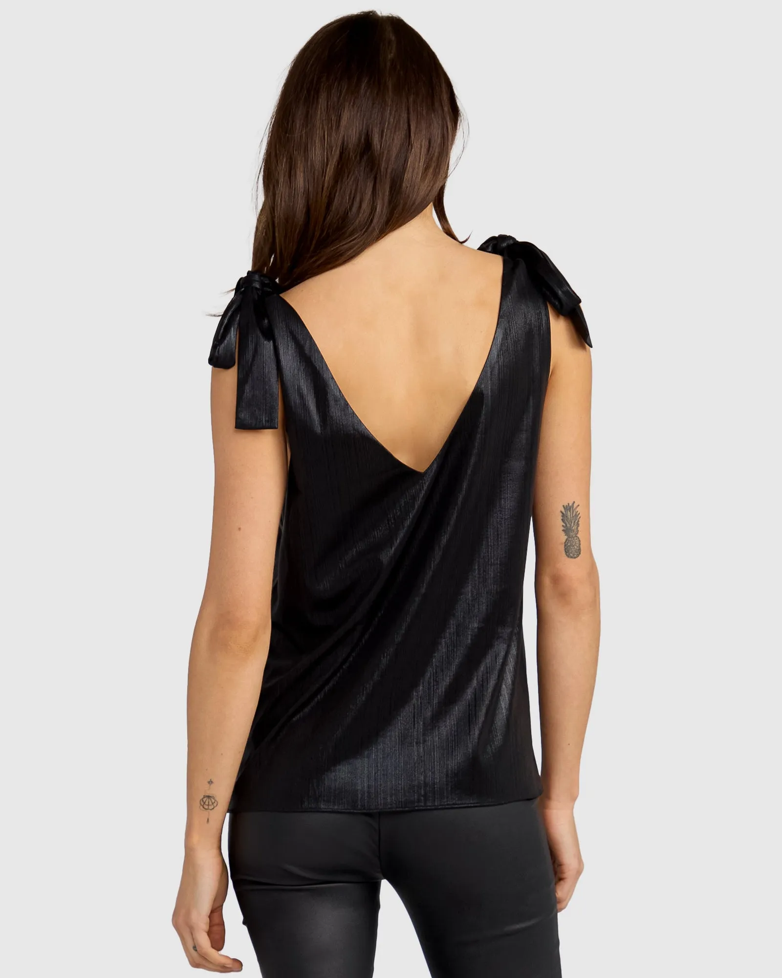 Feel For You V-Neck Top - Gloss Black