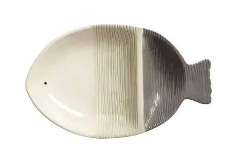 FISH 2 PART SERVING DISH LARGE GREY