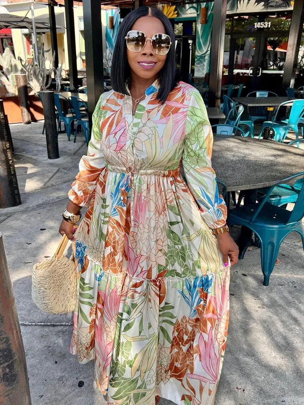 Floral Printed Long Sleeve Maxi Dress