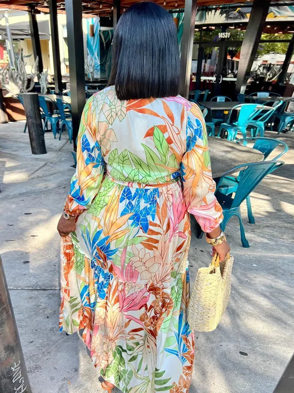 Floral Printed Long Sleeve Maxi Dress