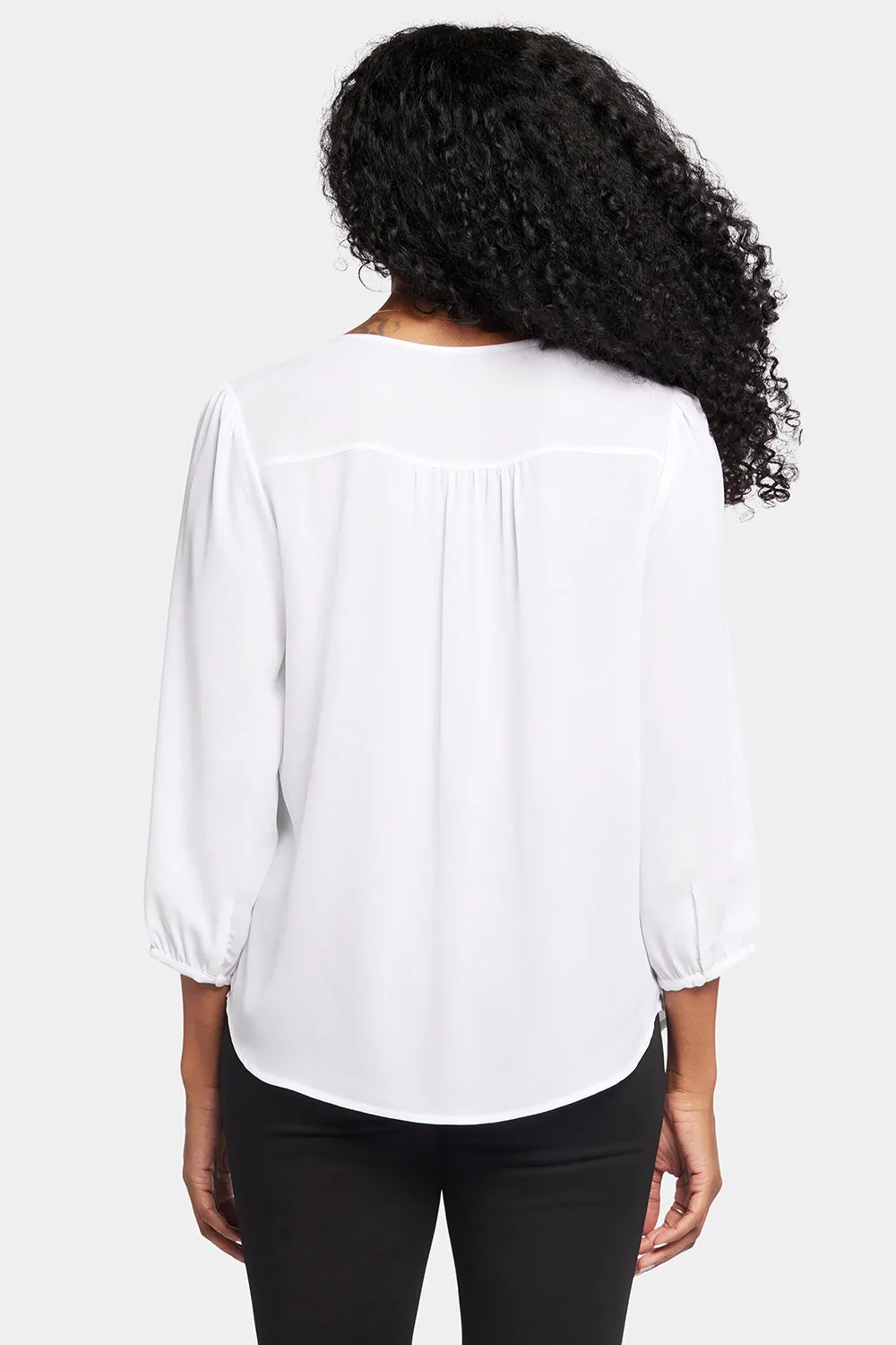 Flounce Front Blouse - Optic White