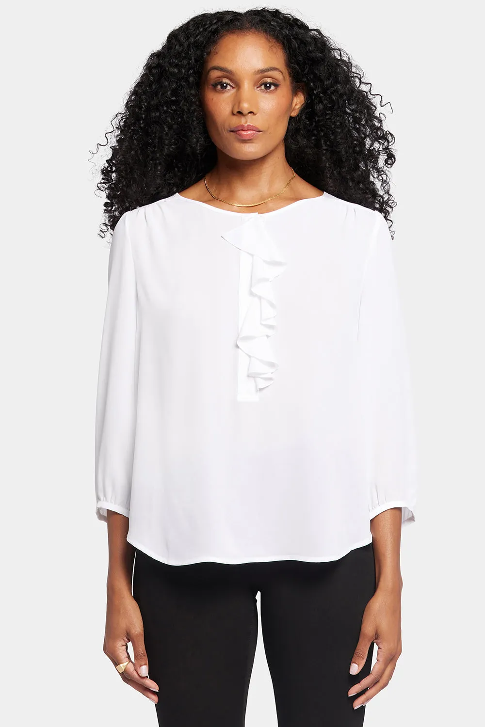 Flounce Front Blouse - Optic White