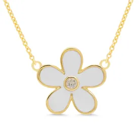 Flower CZ Pendant - White